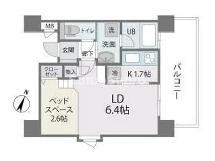 アクタス薬院III(1K/13階)の間取り写真