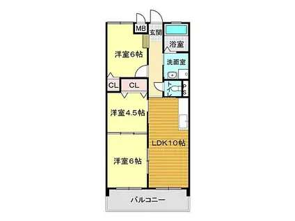 コムズビル(3LDK/3階)の間取り写真