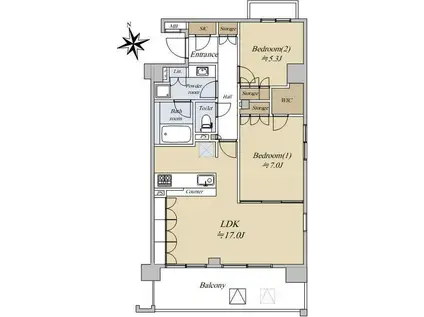 エクセレントアクイラ浦安(2LDK/6階)の間取り写真
