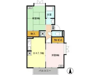 PARK&HOUSE I(2DK/1階)の間取り写真