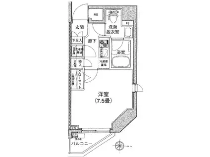 アイル両国弐番館(1K/6階)の間取り写真