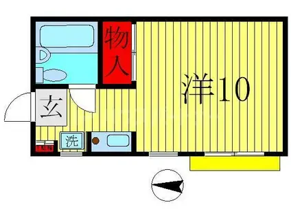 信濃屋ハウス(ワンルーム/1階)の間取り写真