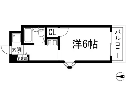 ローレルメゾン(1K/2階)の間取り写真