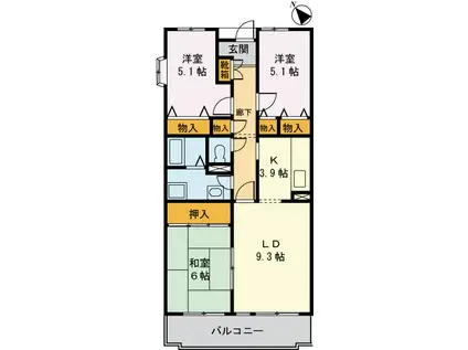 ルミエール高幡(3LDK/2階)の間取り写真