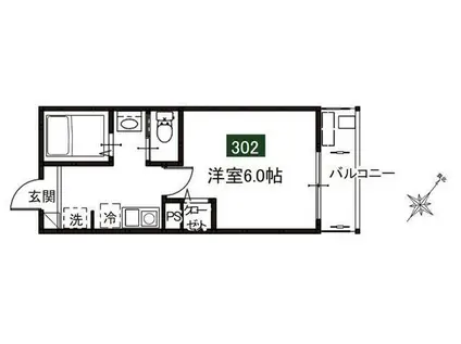 MELDIA原当麻II(1K/3階)の間取り写真