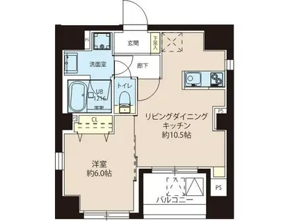 レオーネ東日本橋駅前II(1LDK/10階)の間取り写真