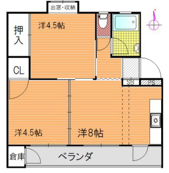 長岡コーポ(2LDK/1階)の間取り写真