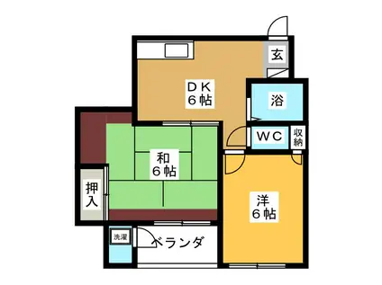 カーサグランデタマキ(2DK/4階)の間取り写真