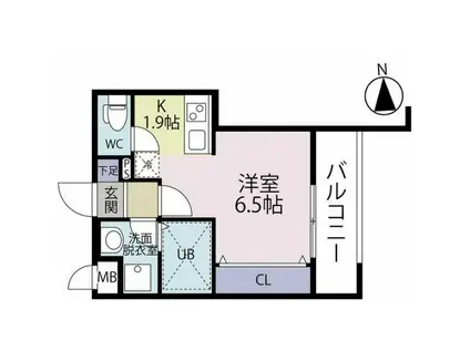 LIBERTY長町南(1K/1階)の間取り写真