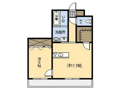 シャンテ長沼II(1LDK/5階)の間取り写真