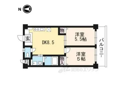 FOREST HILL(2DK/2階)の間取り写真