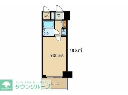 ライオンズマンション高崎田町(1K/5階)の間取り写真