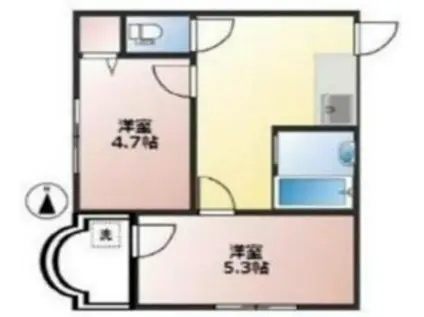 旭ビル(2DK/5階)の間取り写真