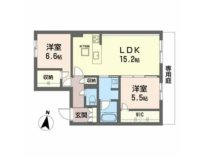 シャーメゾン壺川(2LDK/1階)の間取り写真
