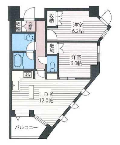 エスティメゾン北新宿(2LDK/3階)の間取り写真