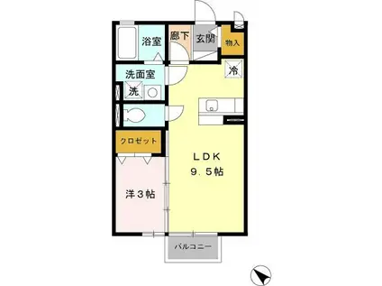 ヴァン・ボナールA(1LDK/2階)の間取り写真