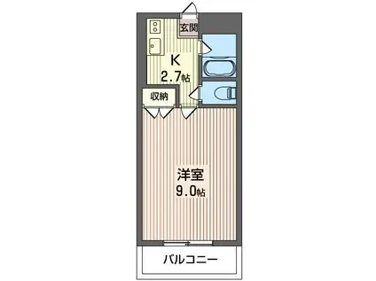 第3ハピネス(1K/3階)の間取り写真