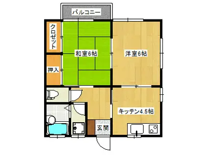 ウッディヒル芙久舞B(2K/1階)の間取り写真