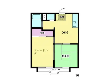 キリンハイツ(2DK/1階)の間取り写真