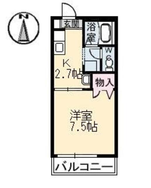 コロニーKB棟(1K/2階)の間取り写真