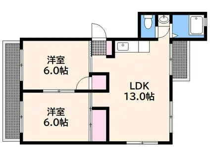 BAUHAUS南観音(2LDK/6階)の間取り写真