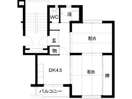 都府楼12棟(2DK/5階)の間取り写真