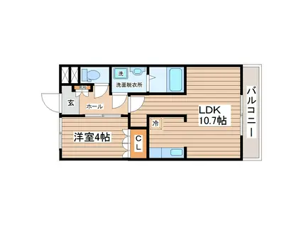 グランディール泰英1号館(1LDK/2階)の間取り写真