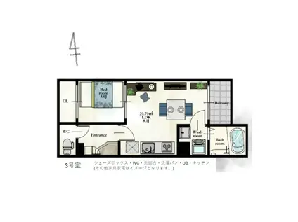 REキャスバルクォーレ長町南(1LDK/1階)の間取り写真