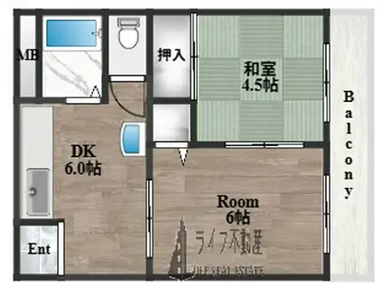 ロイヤル池田(2DK/4階)の間取り写真