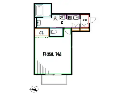 ミハス三鷹の森(1K/1階)の間取り写真