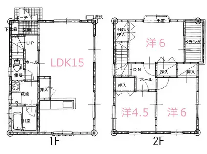 ネオウェーブ水呑(3LDK/1階)の間取り写真