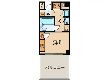 アーバンハイツ八事(1K/2階)の間取り写真