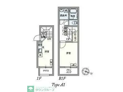 PASEO白山I(1LDK/B1階)の間取り写真