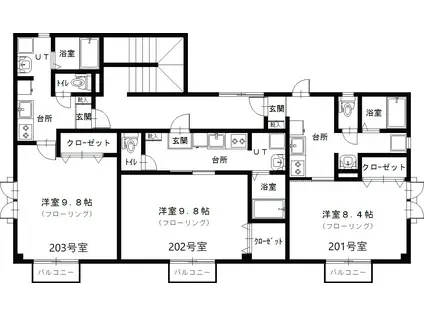 フラワーハイツ(1K/2階)の間取り写真