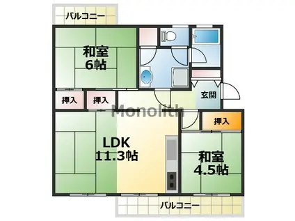 光明台19(2LDK/4階)の間取り写真
