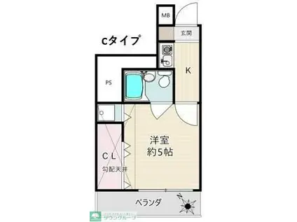 フレンズピュア新宿(1K/3階)の間取り写真