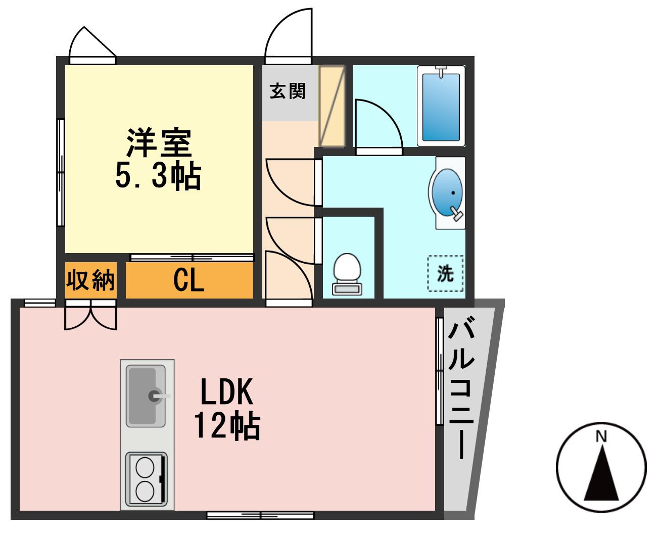 サンジェルマン西小岩(1DK/2階)の間取り写真