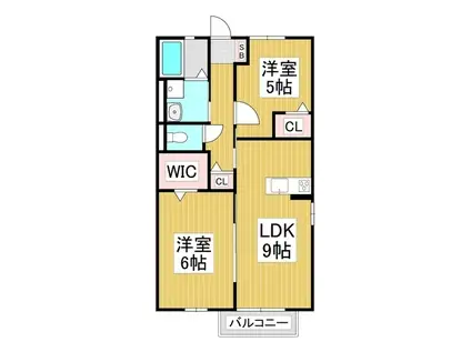 ドエル村井町南B棟(2LDK/1階)の間取り写真