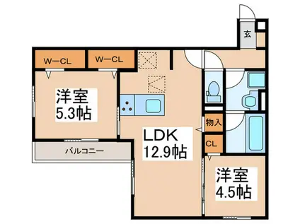 クレスト平野南(2LDK/2階)の間取り写真