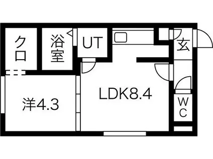 PECHE山鼻B(1LDK/2階)の間取り写真