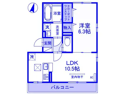 FLOM M(1LDK/1階)の間取り写真