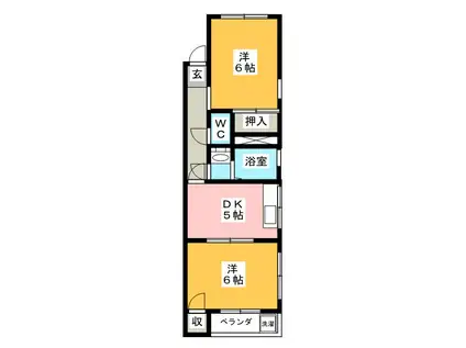 ハイツ協和(2DK/6階)の間取り写真