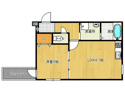 フジパレス鴻池新田1番館(1LDK/2階)の間取り写真