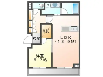 シャーメゾン富田(1LDK/1階)の間取り写真