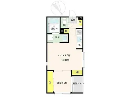 PRIME智明(1LDK/1階)の間取り写真