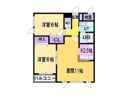 ソルシティパレス(2LDK/2階)の間取り写真