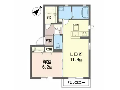 アミコート(1LDK/1階)の間取り写真