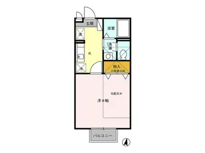 ヴィブレアトリオ(1K/2階)の間取り写真