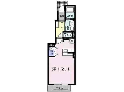 アルページュB(ワンルーム/1階)の間取り写真