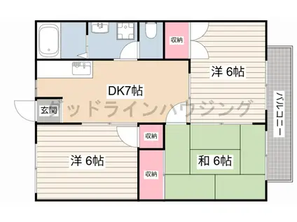 サンクス(3DK/2階)の間取り写真